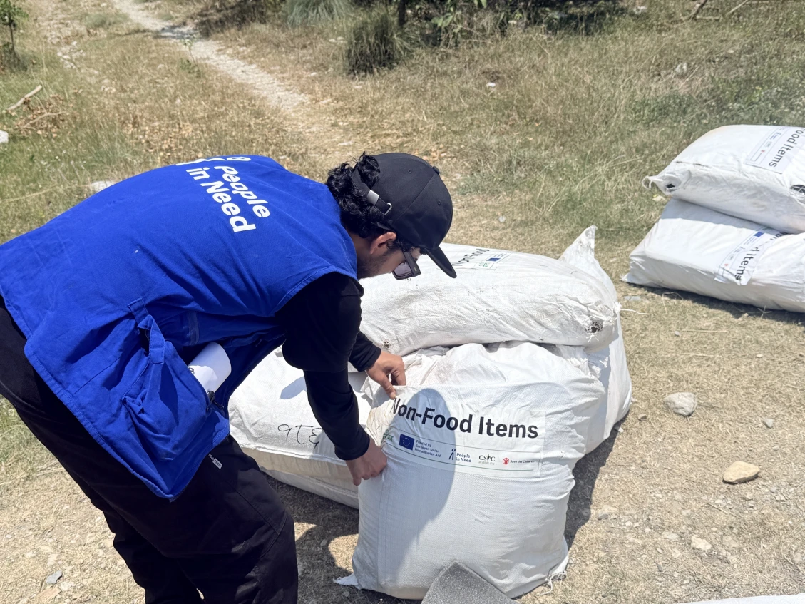 Saurav in Jajarkot during relief distribution